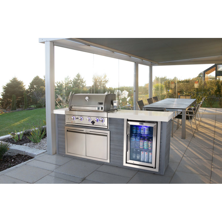 Mont Alpi Artwood Series 4 Burner Stainless Steel Outdoor Kitchen Island with Access Doors Refrigerator Wayfair